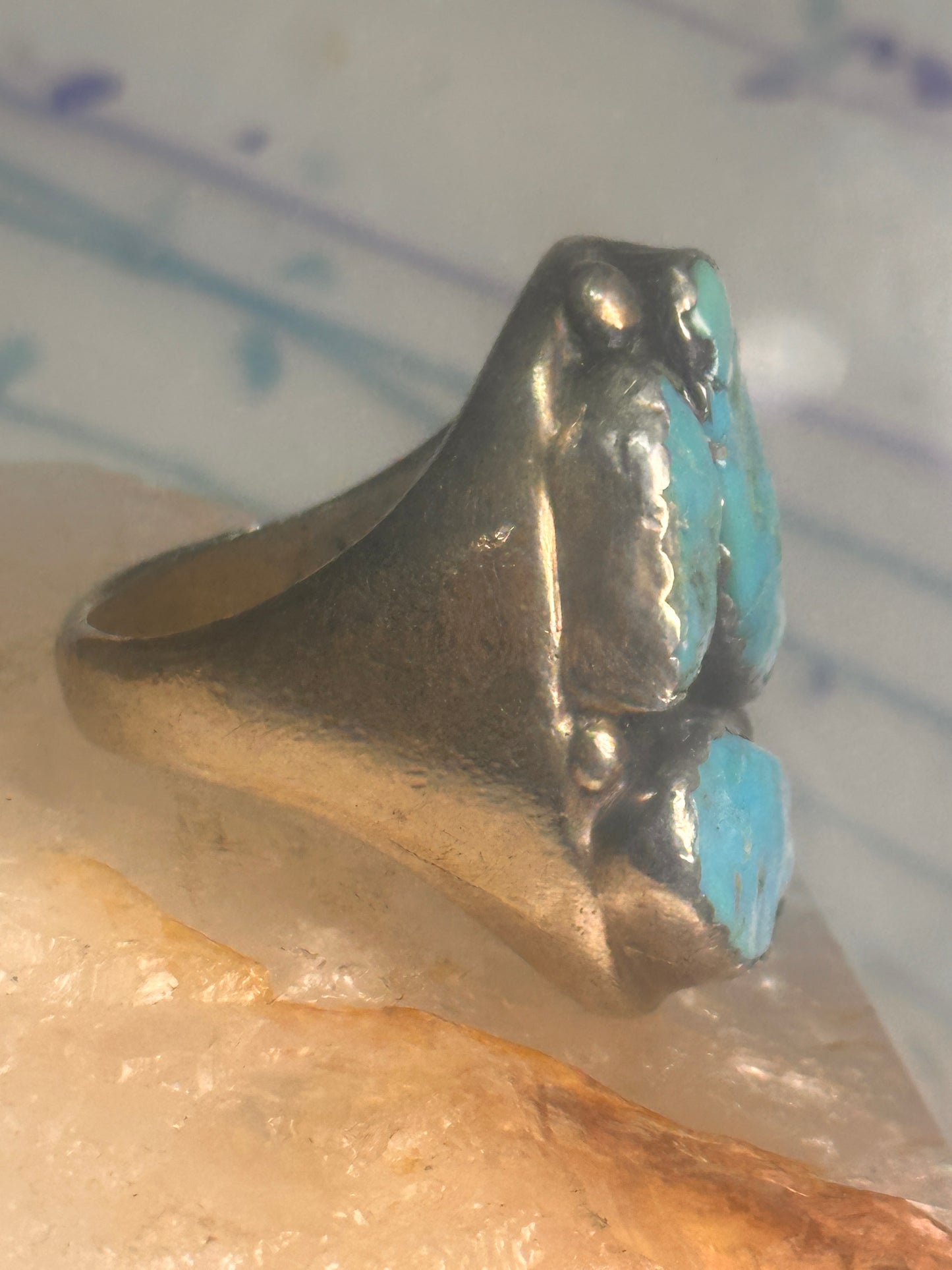 Navajo ring Turquoise heavy band size 9.5 sterling silver