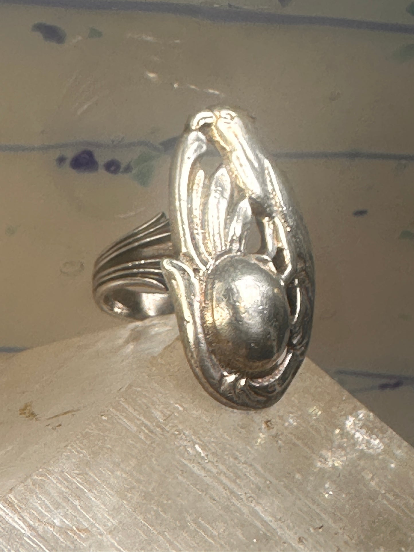 Bird ring size 6.75 floral sterling silver women girls