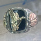 Black Hills Gold ring onyx band size 10 duck goose Sterling silver women men RGC