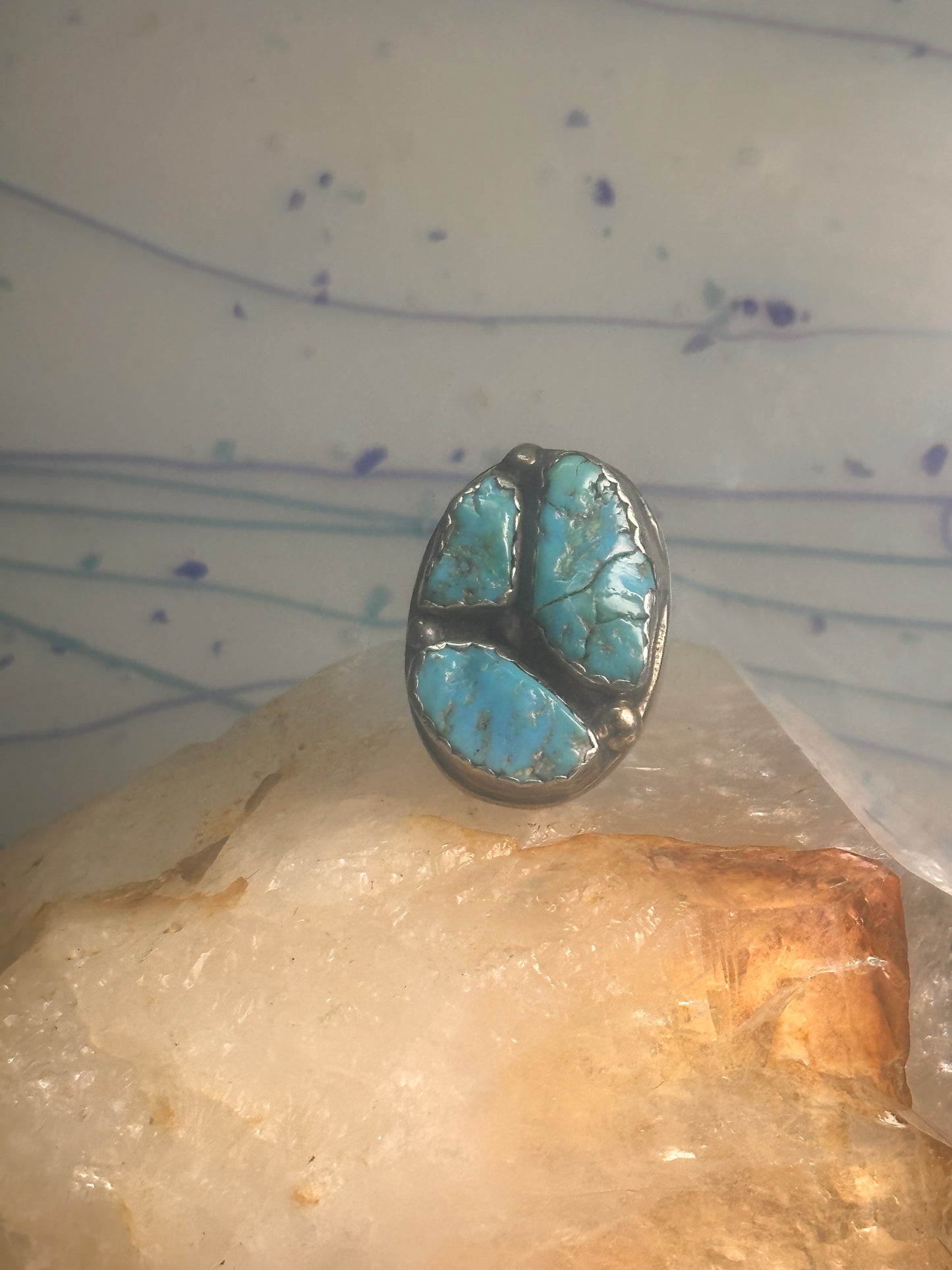 Navajo ring Turquoise heavy band size 9.5 sterling silver