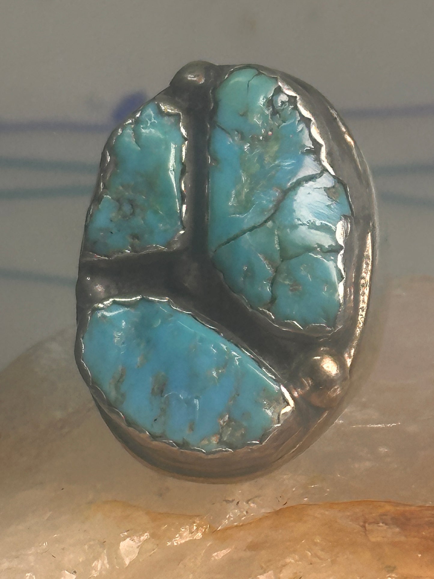 Navajo ring Turquoise heavy band size 9.5 sterling silver