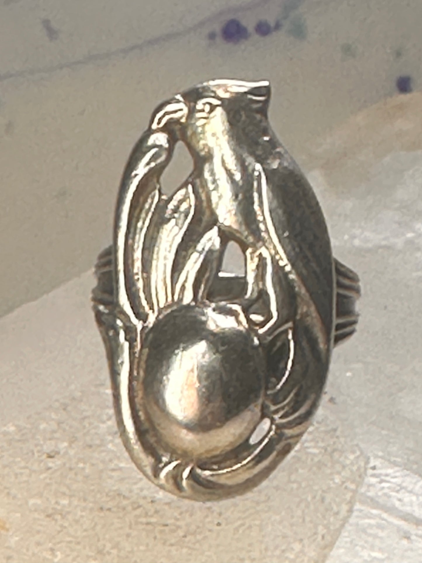 Bird ring size 6.75 floral sterling silver women girls