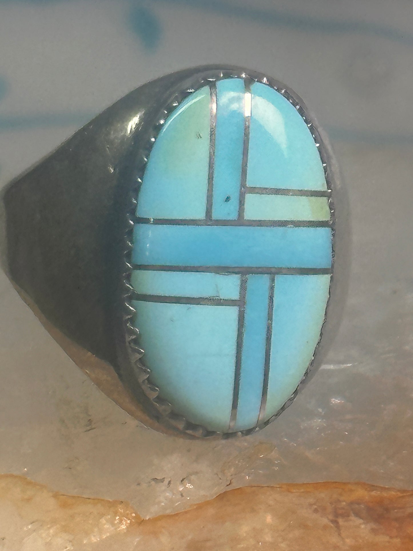 Zuni ring Turquoise band size 10.25 sterling silver