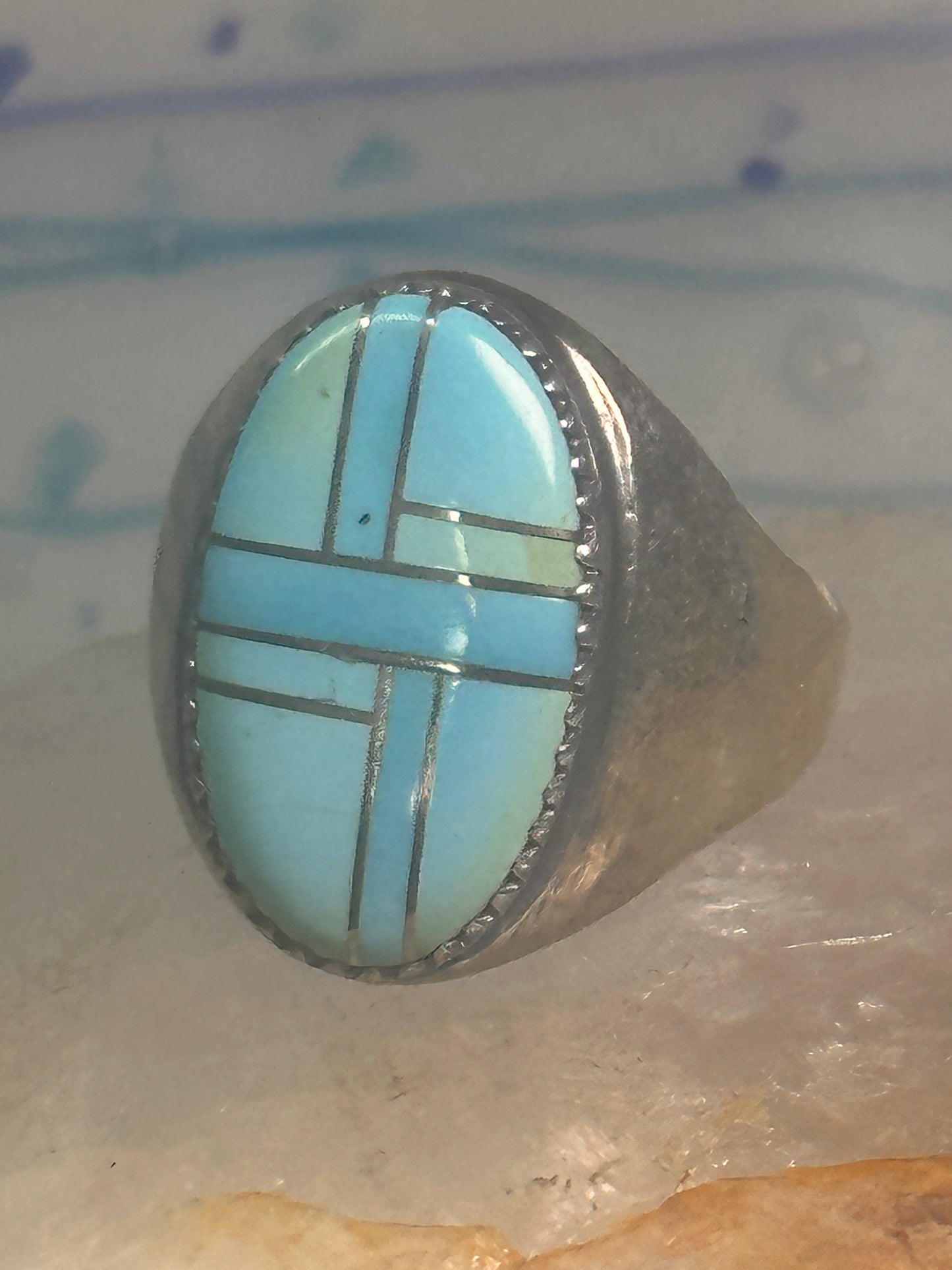 Zuni ring Turquoise band size 10.25 sterling silver