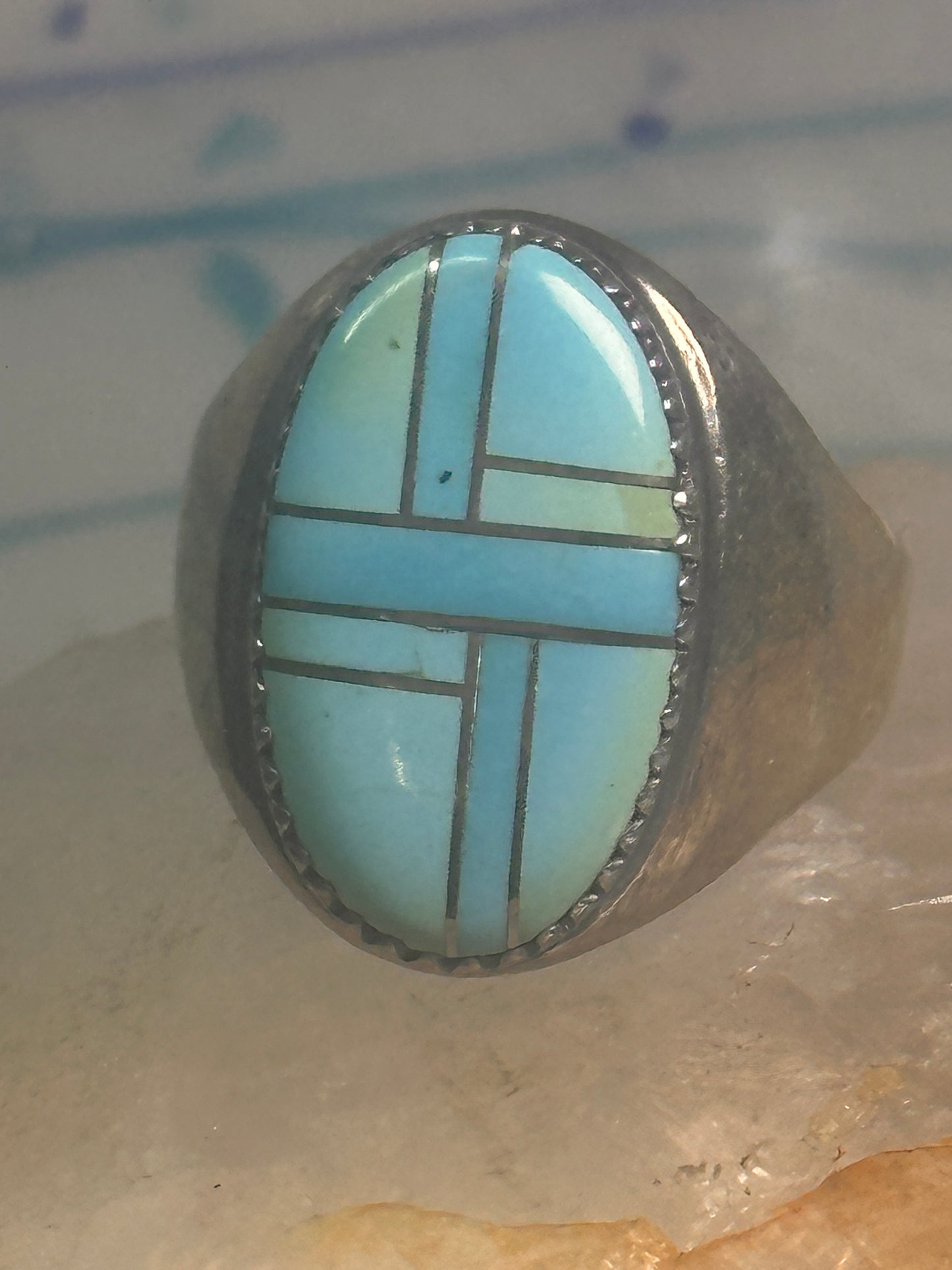 Zuni ring Turquoise band size 10.25 sterling silver