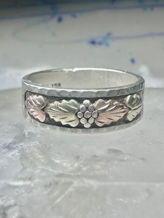 Black Hills Gold ring leaves floral wedding band size 12 sterling men women