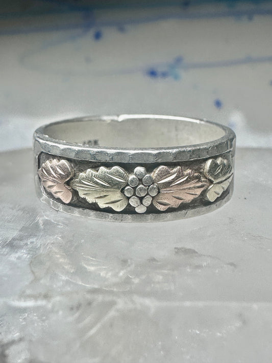 Black Hills Gold ring leaves floral wedding band size 12 sterling men women