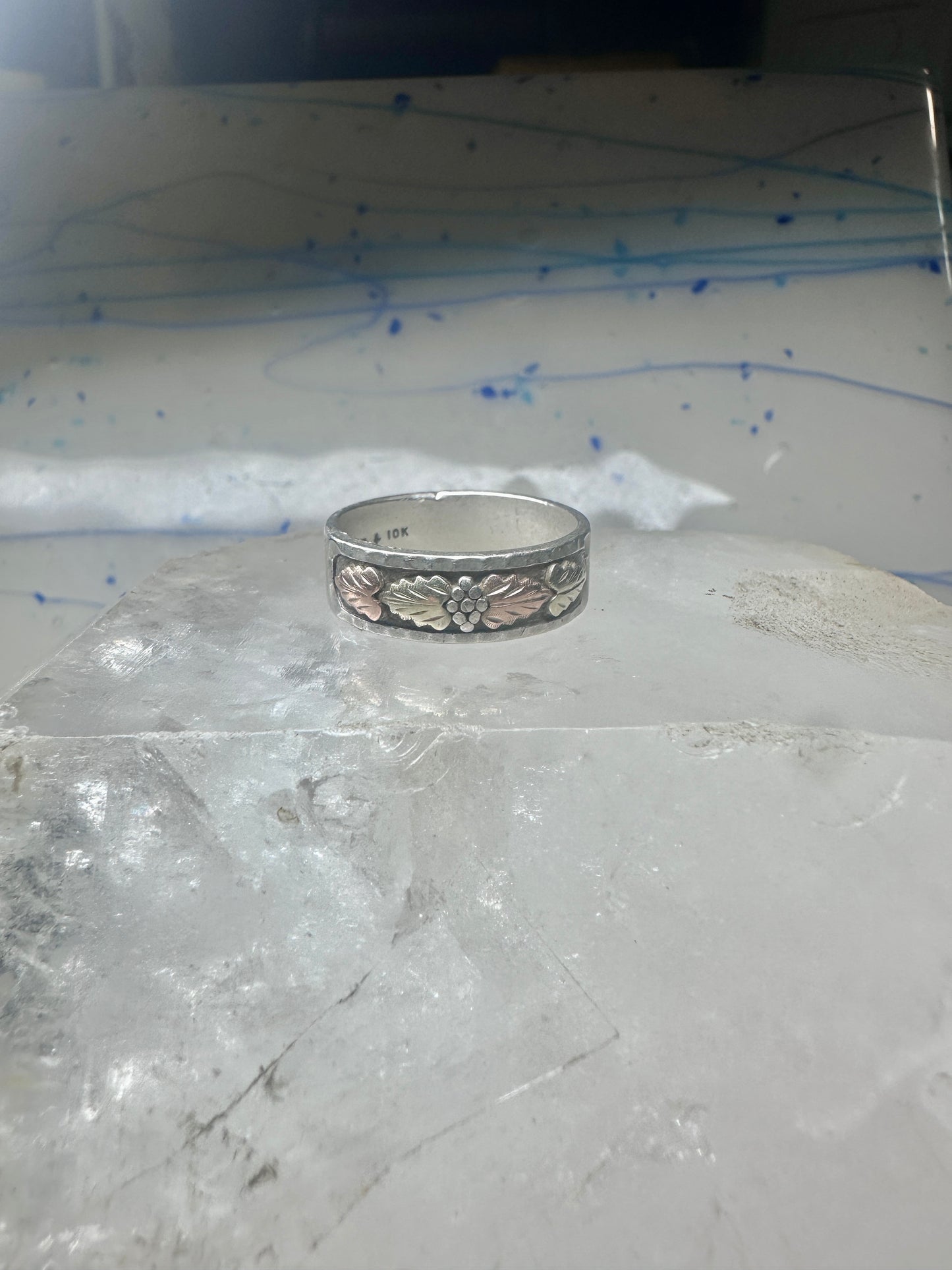 Black Hills Gold ring leaves floral wedding band size 12 sterling men women