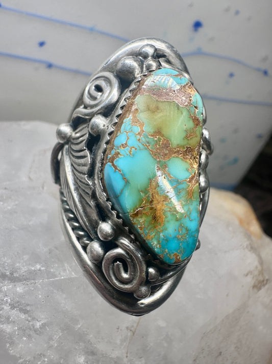 Navajo ring turquoise leaves size 9.5 sterling silver women men