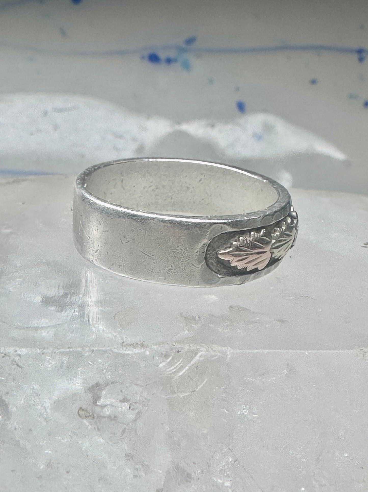 Black Hills Gold ring leaves floral wedding band size 12 sterling men women