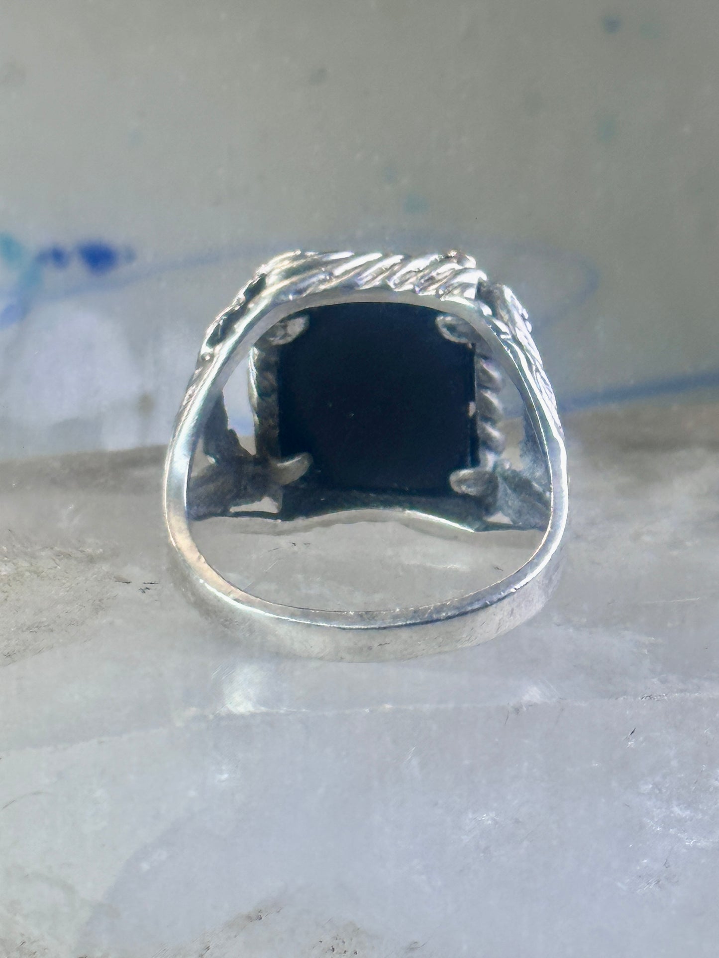 Black Hills Gold onyx ring size 11 Eagle feather Sterling silver women men 12K