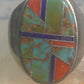 Zuni ring Turquoise spiny oyster lapis inlay band size 10 sterling silver