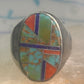 Zuni ring Turquoise spiny oyster lapis inlay band size 10 sterling silver