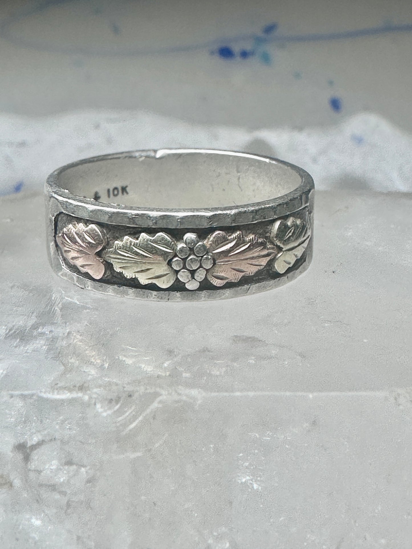 Black Hills Gold ring leaves floral wedding band size 12 sterling men women