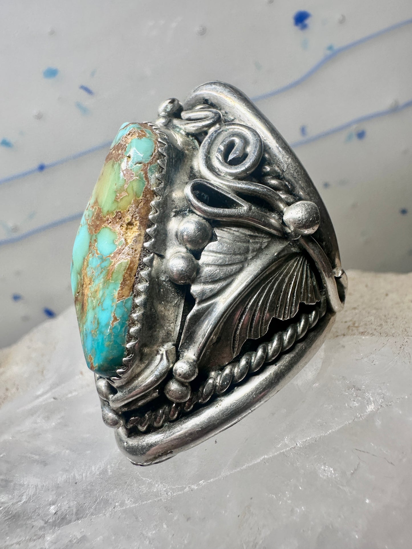 Navajo ring turquoise leaves size 9.5 sterling silver women men