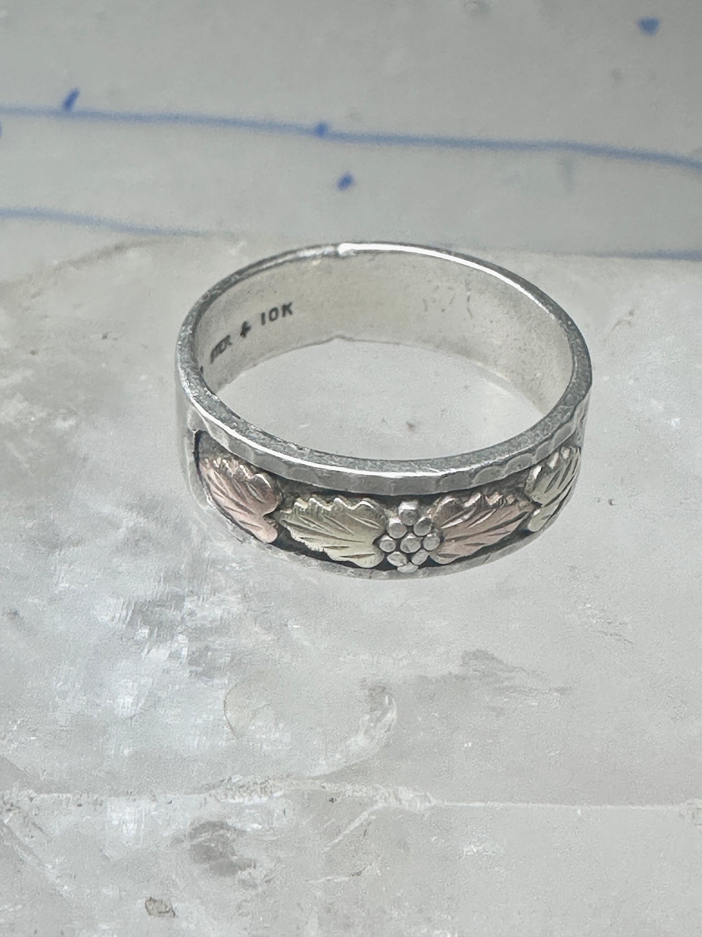Black Hills Gold ring leaves floral wedding band size 12 sterling men women