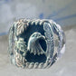 Black Hills Gold onyx ring size 11 Eagle feather Sterling silver women men 12K
