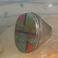 Zuni ring Turquoise spiny oyster lapis inlay band size 10 sterling silver