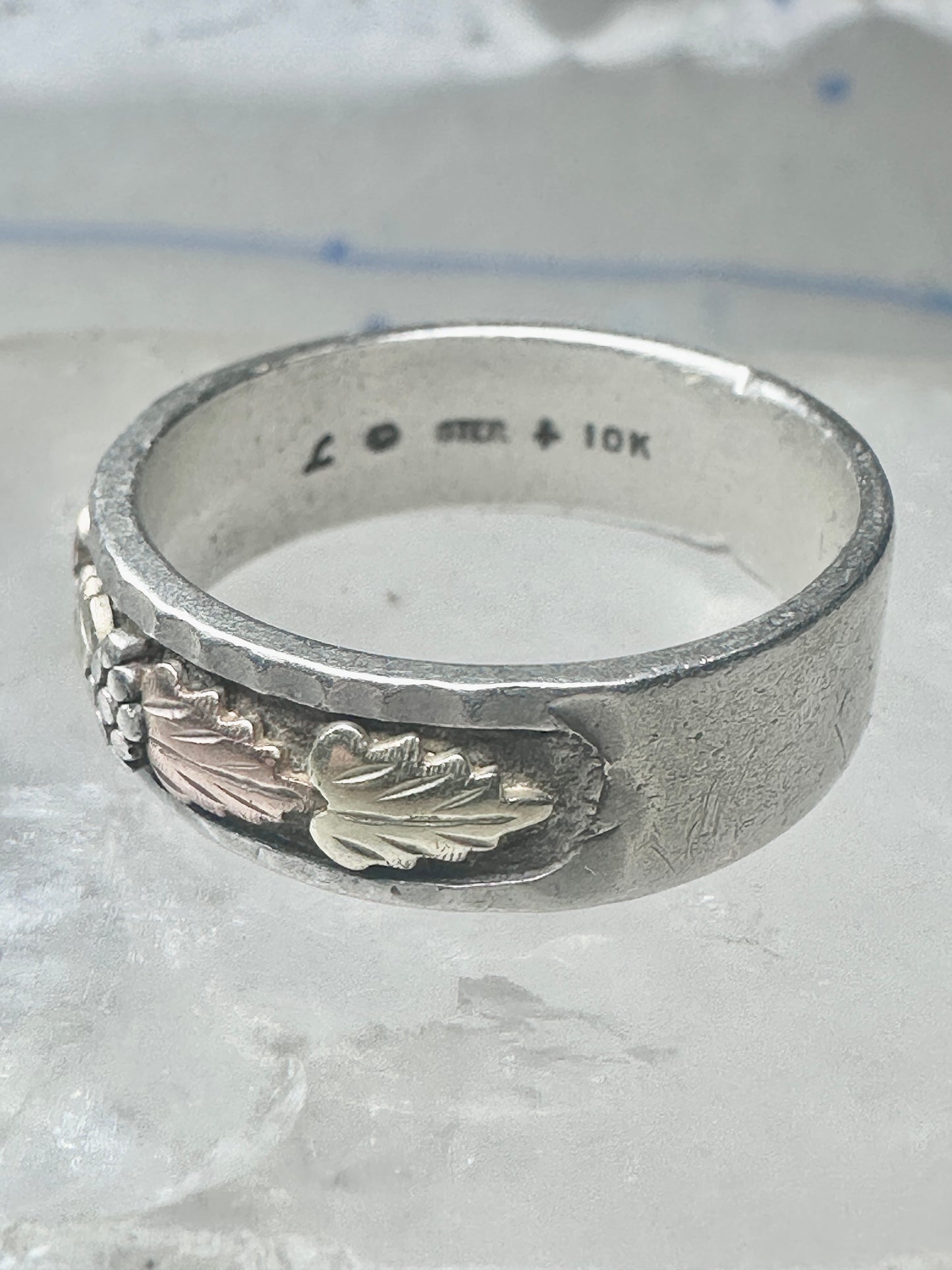 Black Hills Gold ring leaves floral wedding band size 12 sterling men women