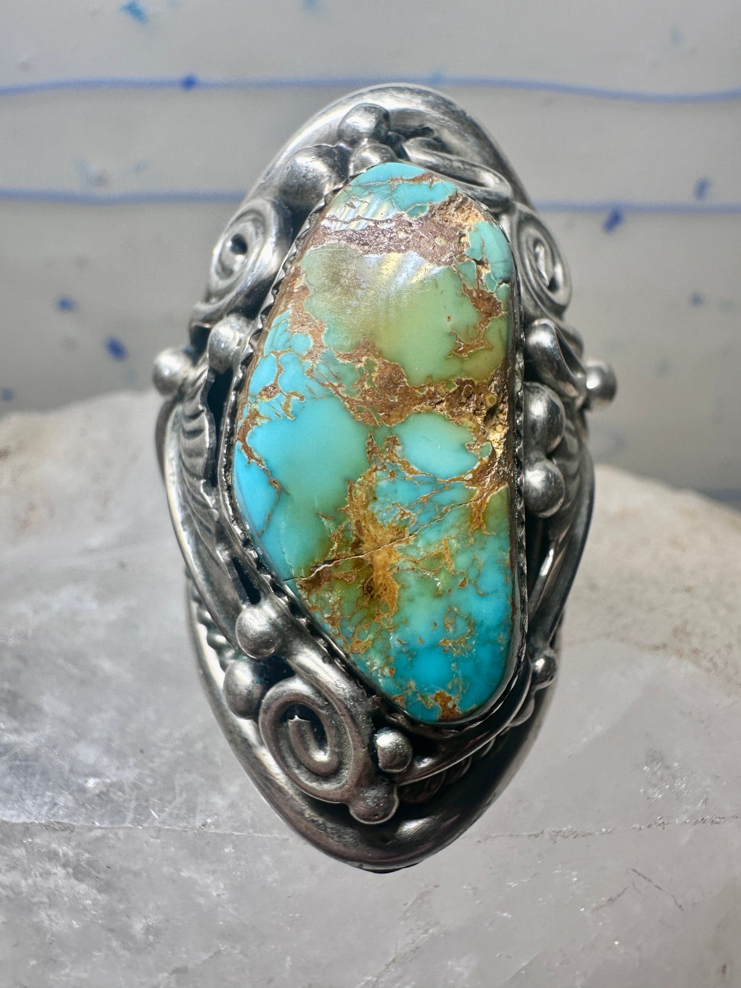 Navajo ring turquoise leaves size 9.5 sterling silver women men