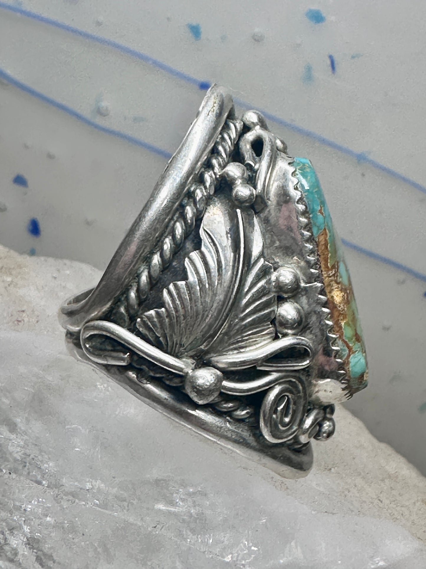 Navajo ring turquoise leaves size 9.5 sterling silver women men
