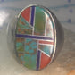 Zuni ring Turquoise spiny oyster lapis inlay band size 10 sterling silver