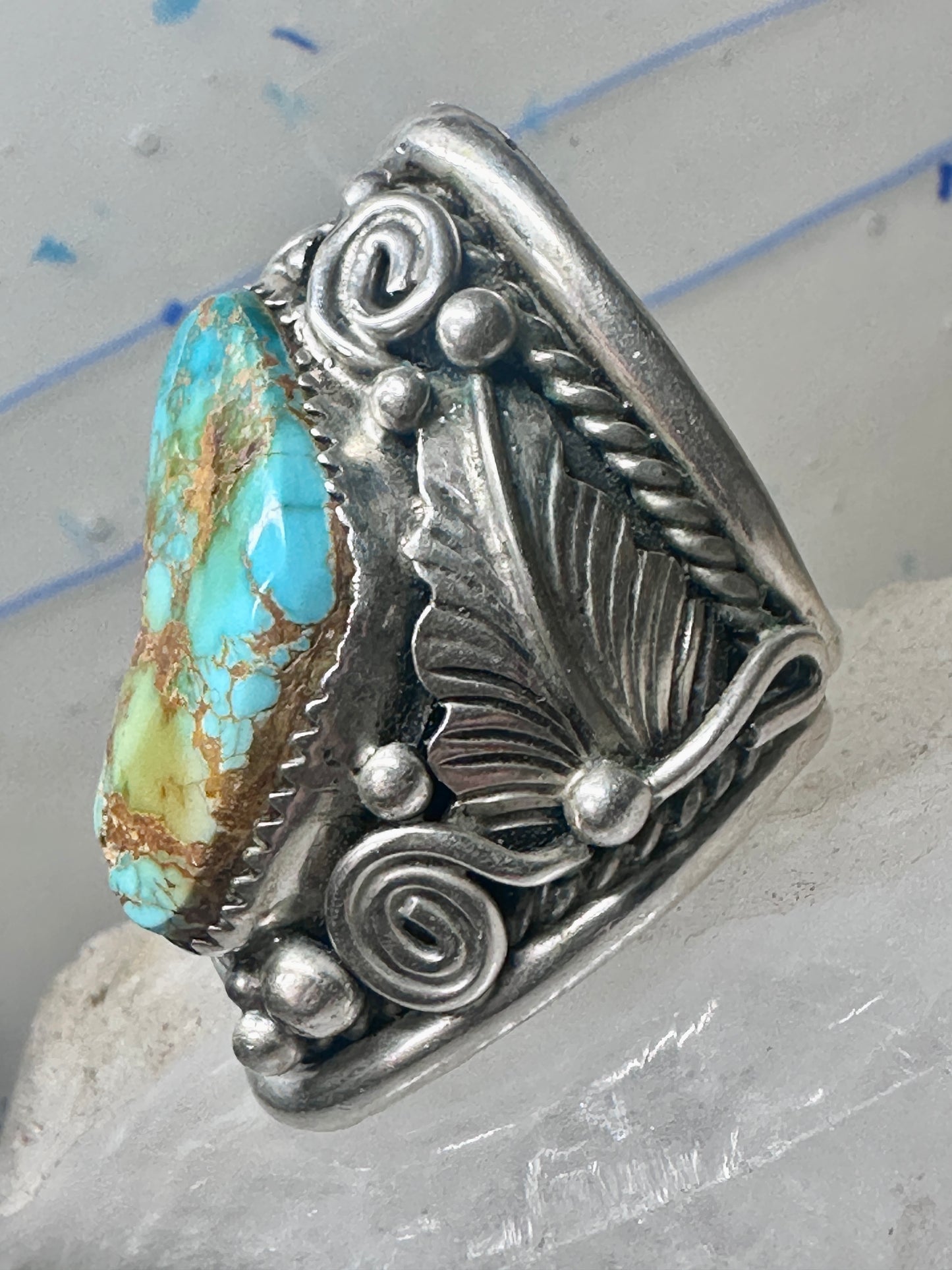 Navajo ring turquoise leaves size 9.5 sterling silver women men