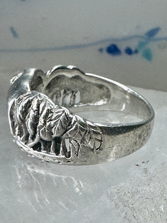 Elephant ring palm trees band size 5.75 sterling silver women girls
