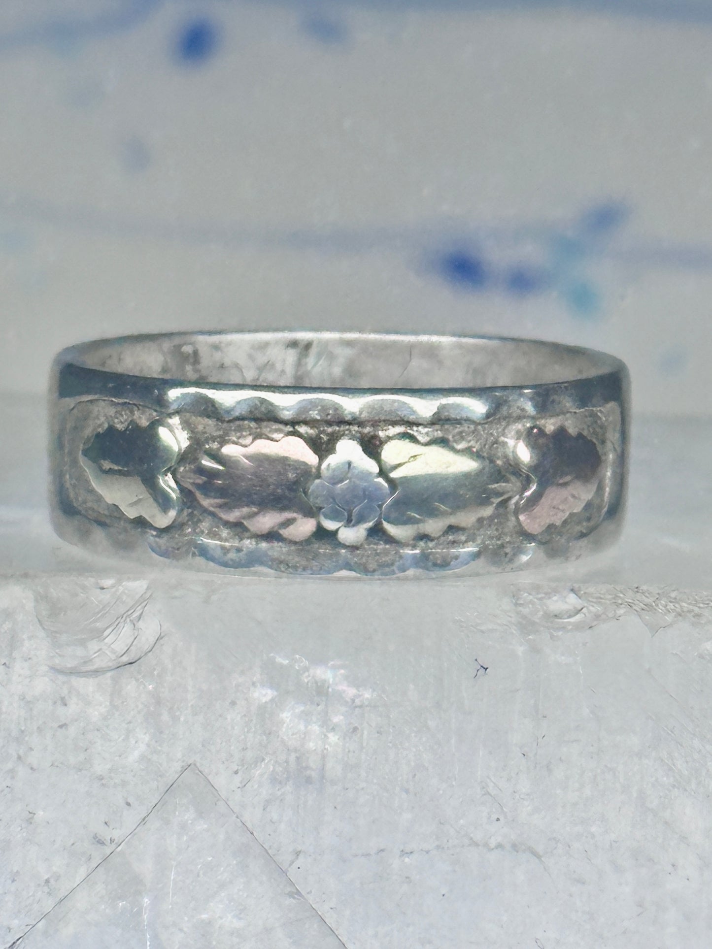 Black Hills Gold ring leaves floral wedding band size 11.5 sterling men worn down AS IS