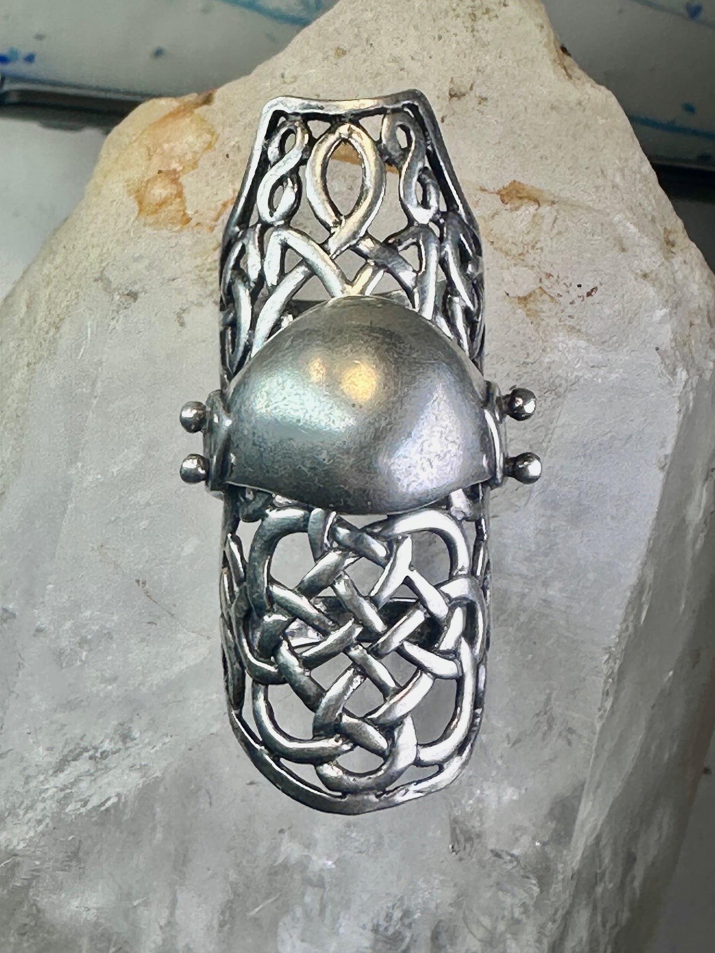 Armor ring size 9 Renaissance Medieval moving full finger band Sterling silver women men&nbsp;