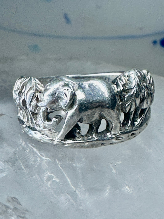 Elephant ring palm trees band size 5.75 sterling silver women girls