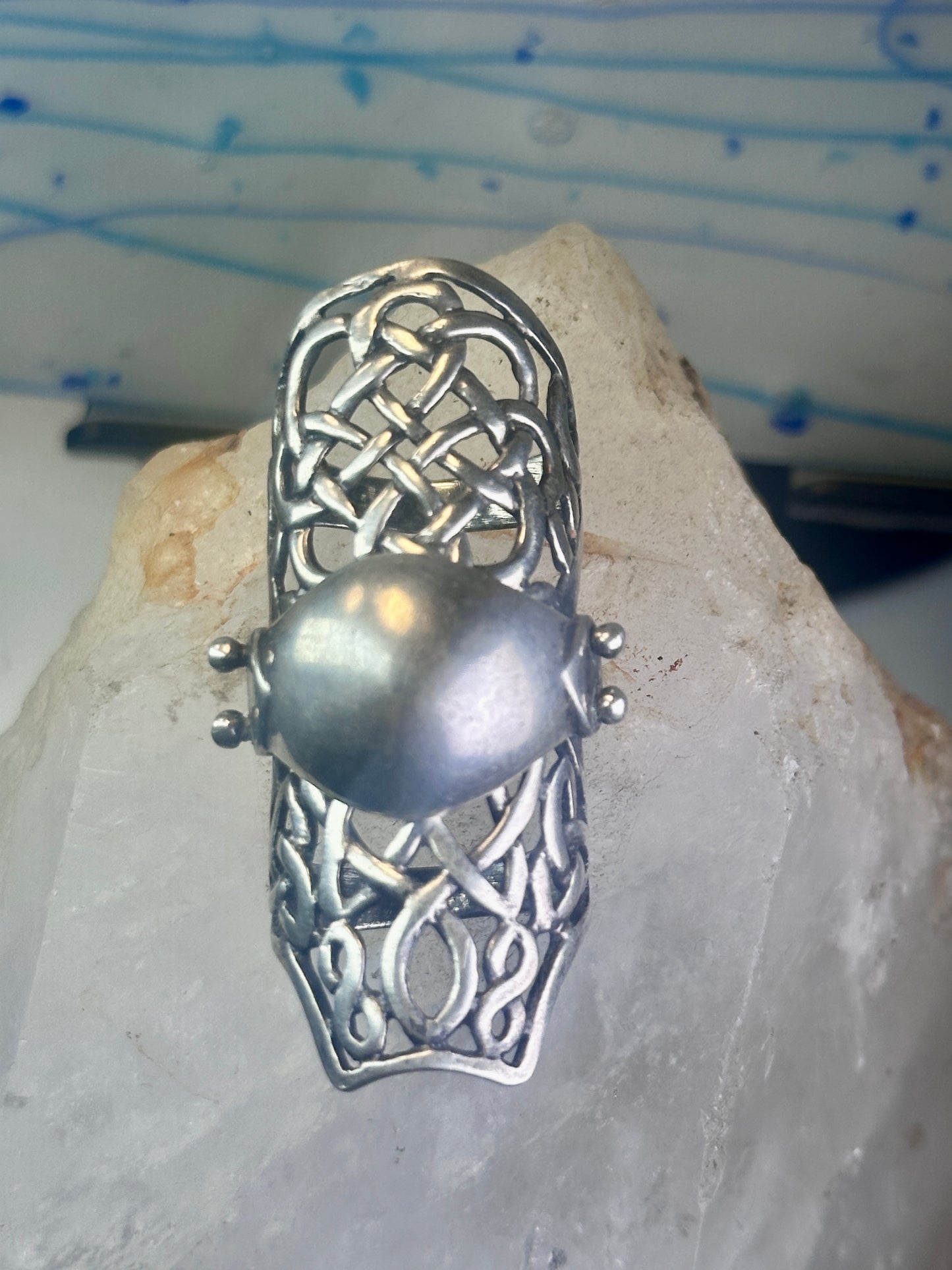 Armor ring size 9 Renaissance Medieval moving full finger band Sterling silver women men&nbsp;