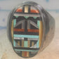 Zuni ring Turquoise mother of pearl jet inlay band size 11.75 sterling silver