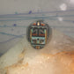 Zuni ring Turquoise mother of pearl jet inlay band size 11.75 sterling silver