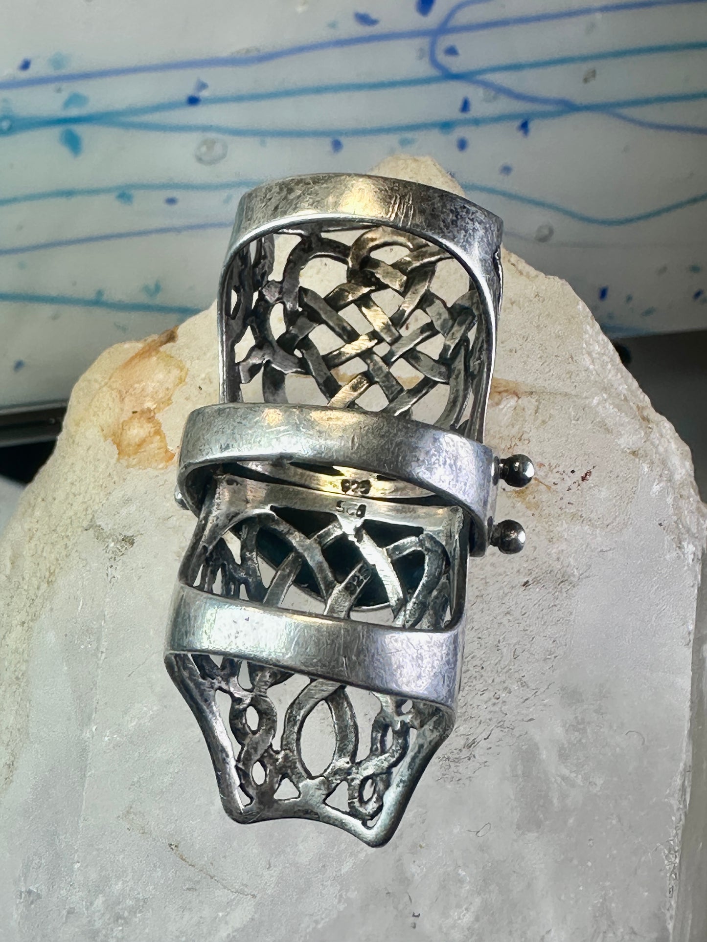 Armor ring size 9 Renaissance Medieval moving full finger band Sterling silver women men&nbsp;