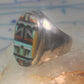 Zuni ring Turquoise mother of pearl jet inlay band size 11.75 sterling silver