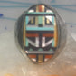 Zuni ring Turquoise mother of pearl jet inlay band size 11.75 sterling silver