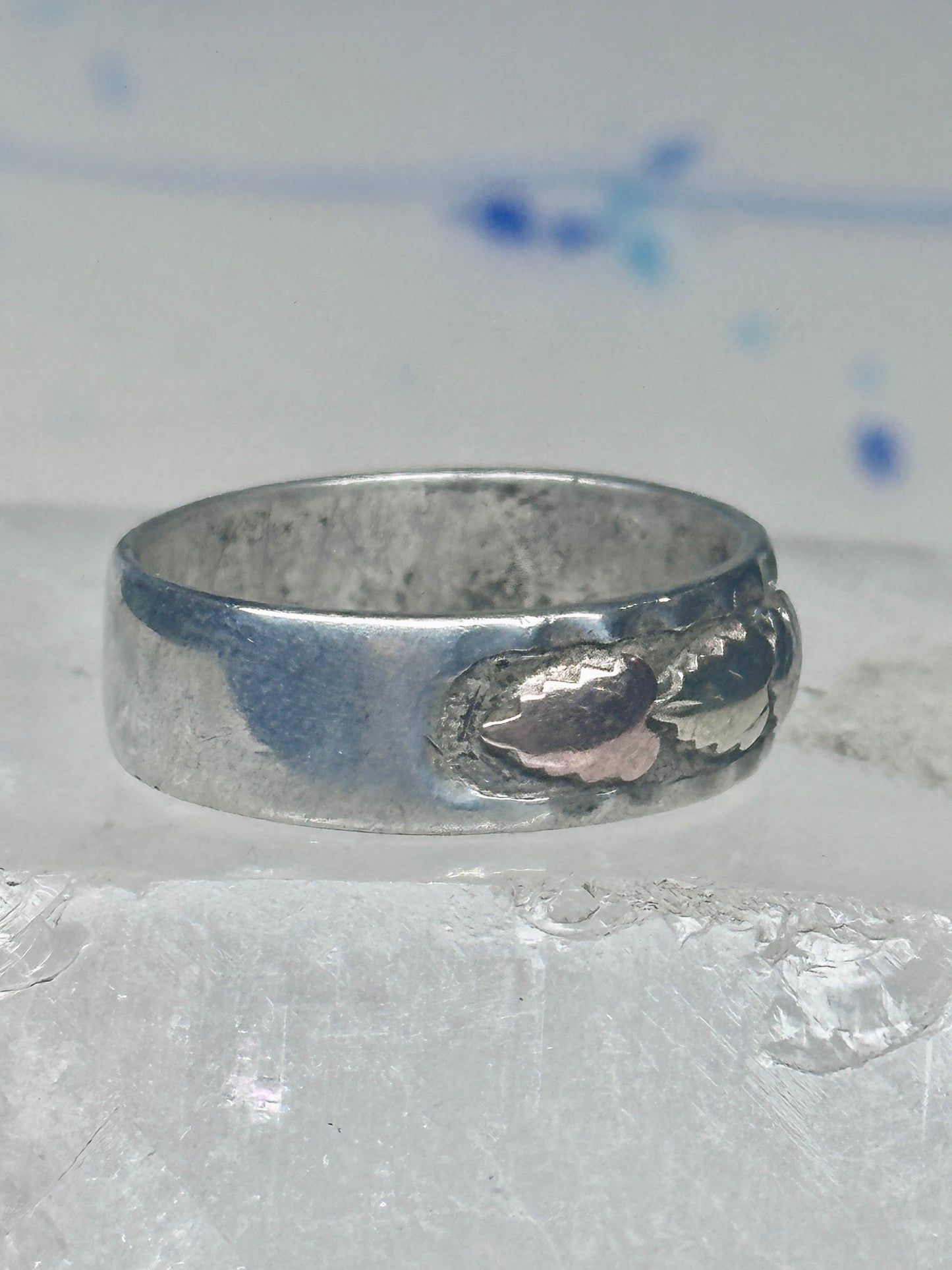 Black Hills Gold ring leaves floral wedding band size 11.5 sterling men worn down AS IS