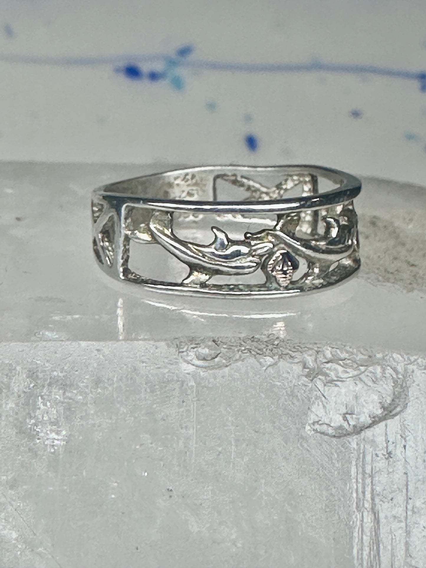Dolphin Black Hills Gold ring dolphins band size 7.75 sterling silver women