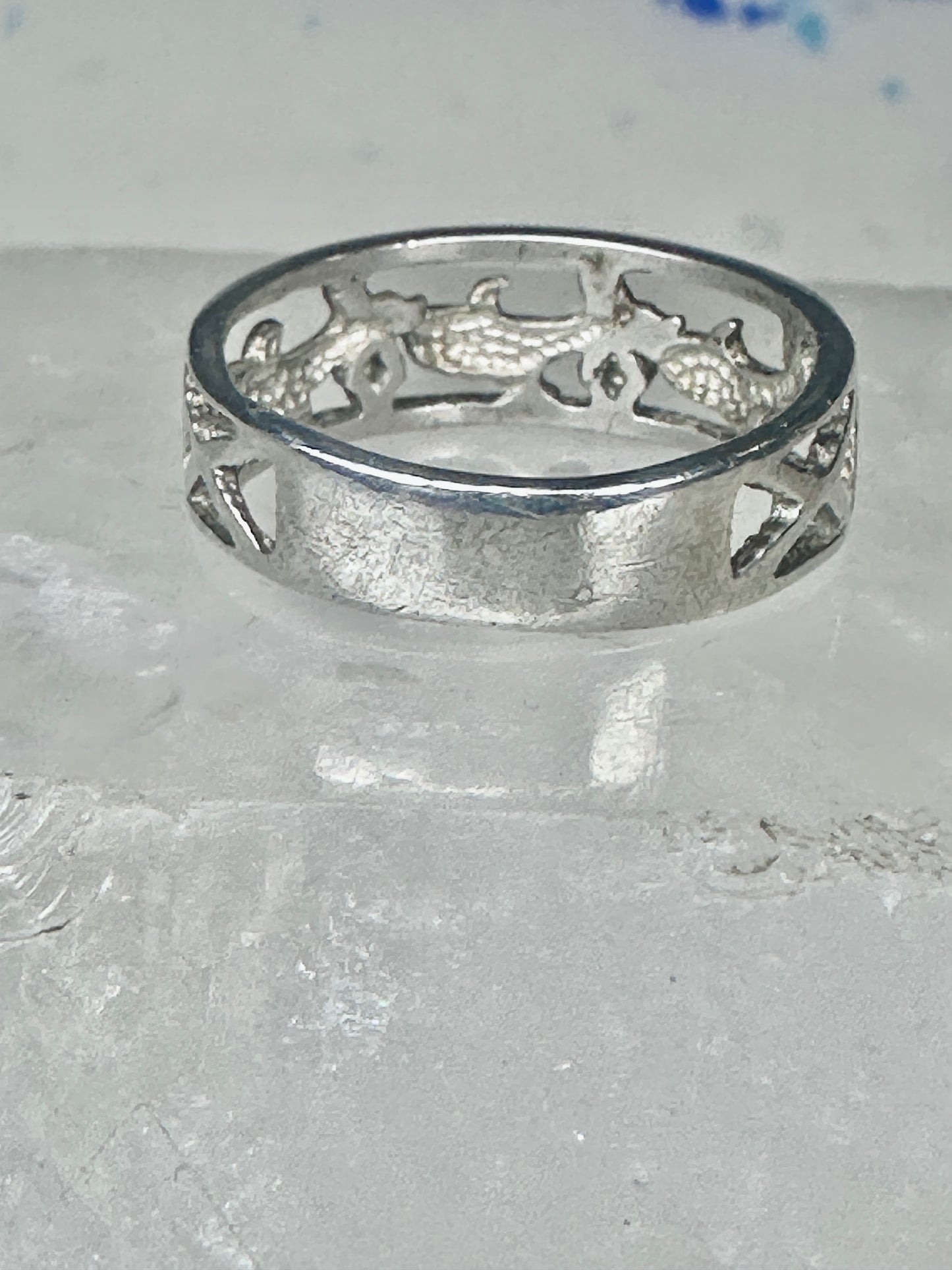 Dolphin Black Hills Gold ring dolphins band size 7.75 sterling silver women