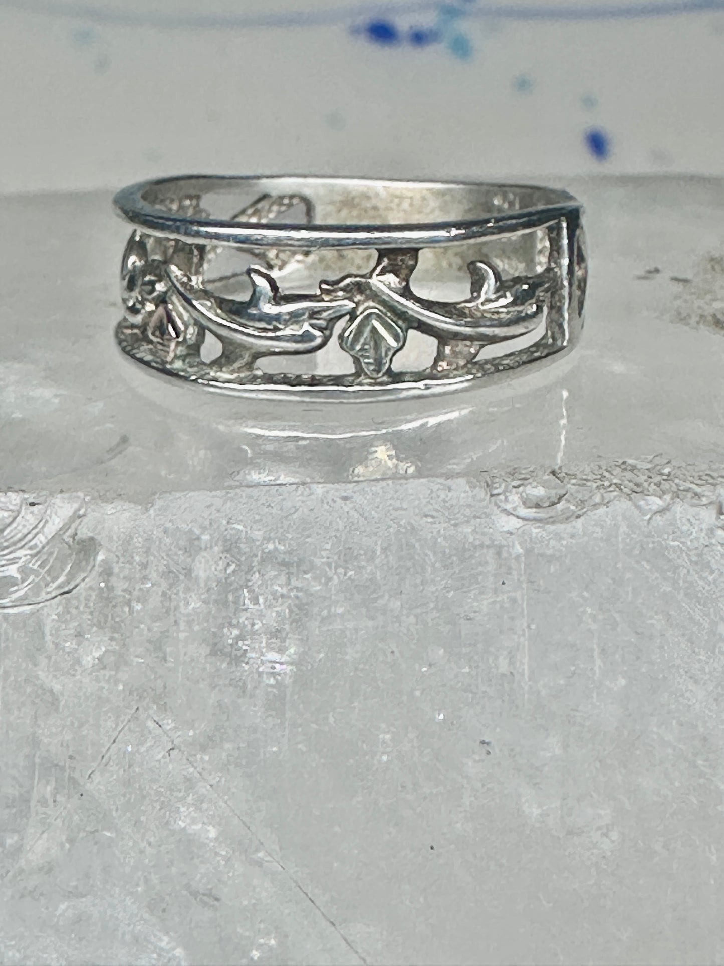 Dolphin Black Hills Gold ring dolphins band size 7.75 sterling silver women