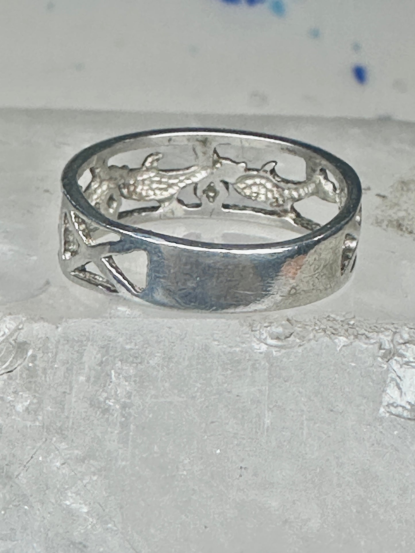 Dolphin Black Hills Gold ring dolphins band size 7.75 sterling silver women