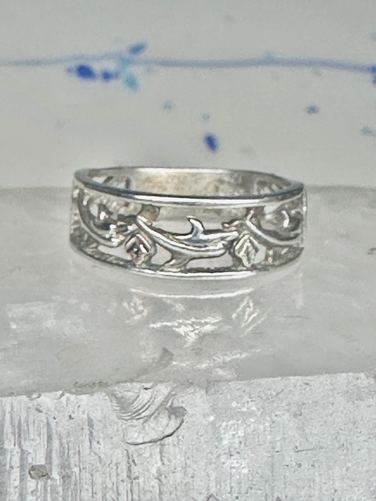 Dolphin Black Hills Gold ring dolphins band size 7.75 sterling silver women