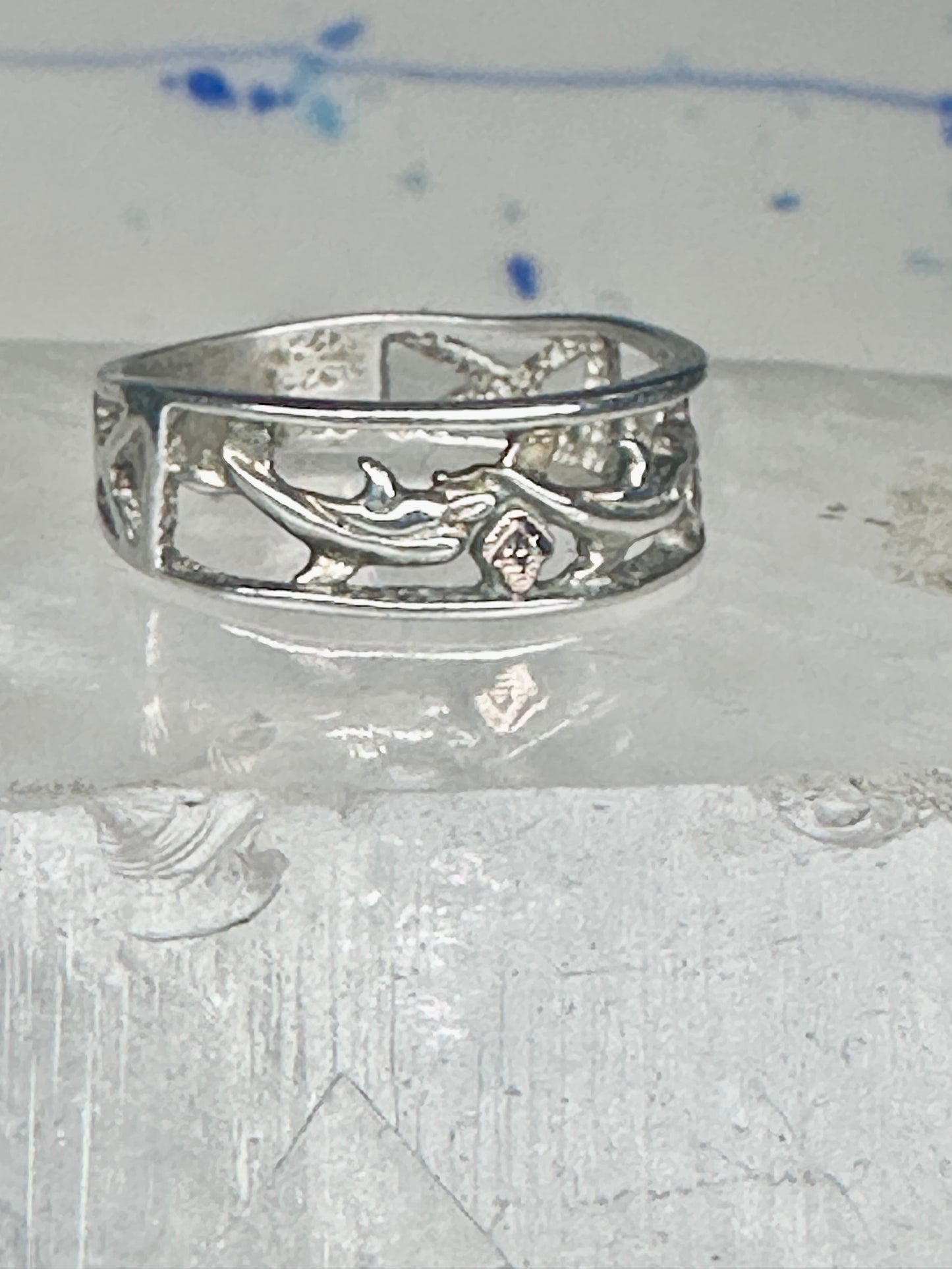 Dolphin Black Hills Gold ring dolphins band size 7.75 sterling silver women
