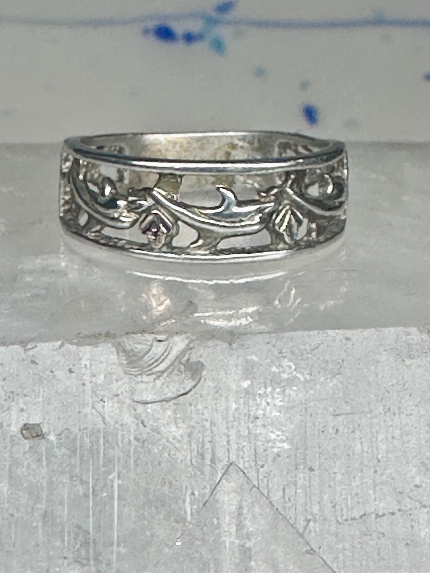 Dolphin Black Hills Gold ring dolphins band size 7.75 sterling silver women