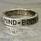 Peace Love ring mind body spirit band words inspirational size 5.25 sterling silver women girls
