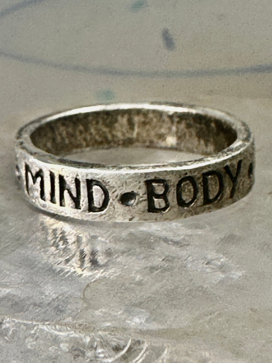 Peace Love ring mind body spirit band words inspirational size 5.25 sterling silver women girls