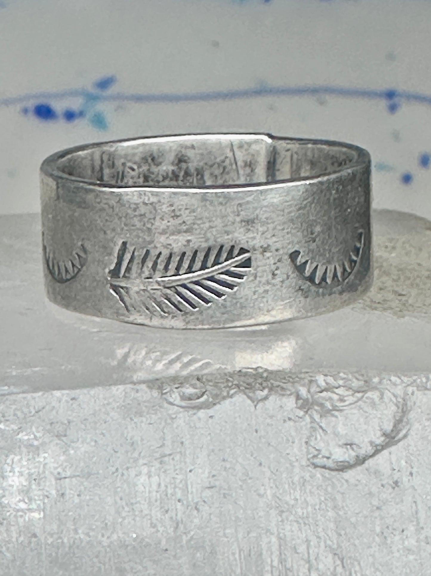 Feather ring wedding band size 11 by Carlos Diaz southwest sterling silver men women