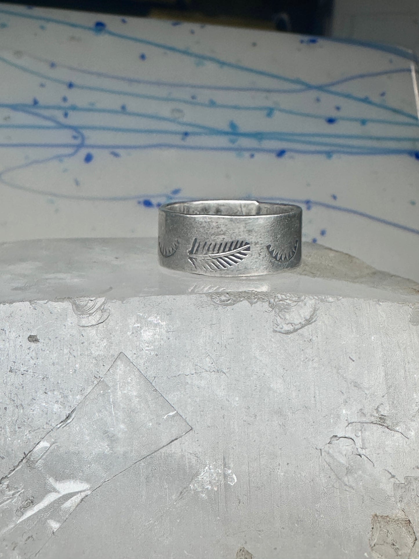 Feather ring wedding band size 11 by Carlos Diaz southwest sterling silver men women