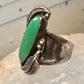 Southwest ring feathers leaves long green stone size 6.25 sterling silver women